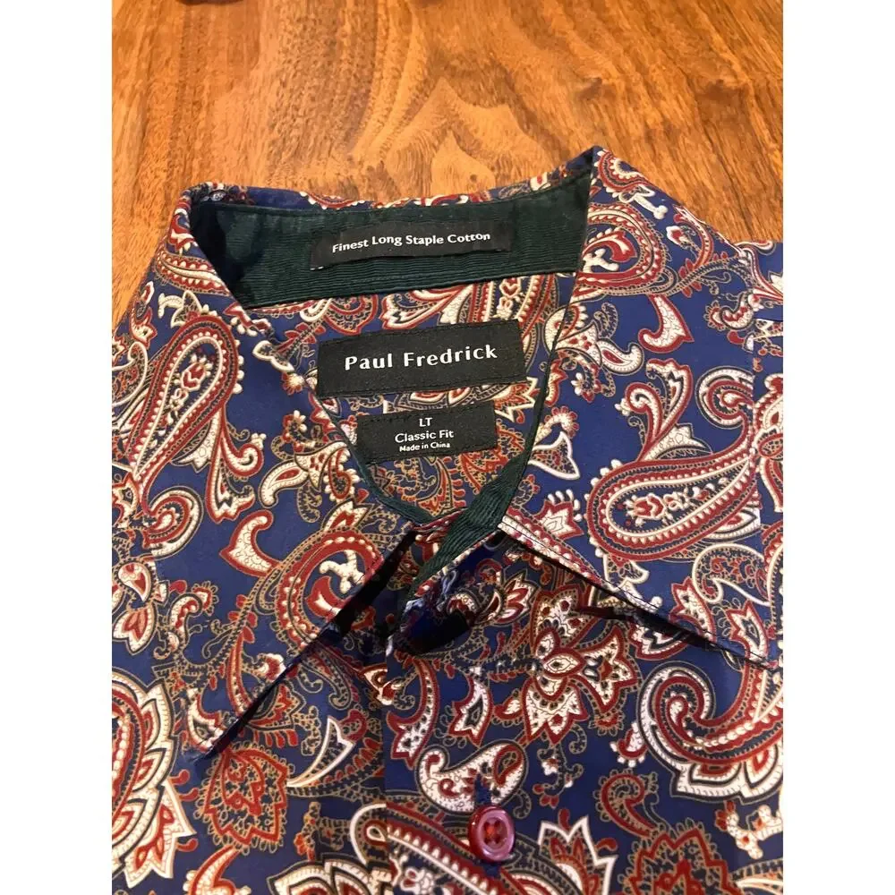 Paul Fredrick LT Classic Fit Paisley Long Sleeve Shirt 100% Cotton‎
